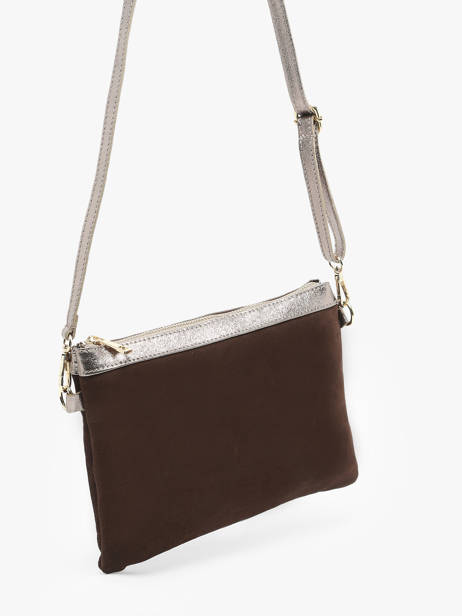 Sac BandouliÃ¨re Velvet Cuir Milano Marron velvet VE24065 vue secondaire 2