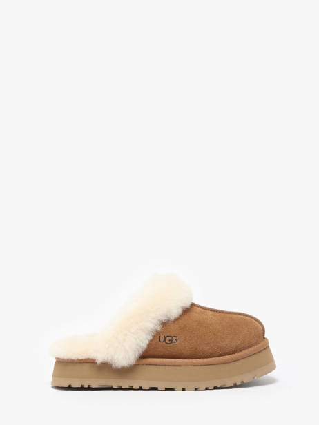 Chaussons Disquette Semelle Compensée En Cuir Ugg Marron accessoires 1122550