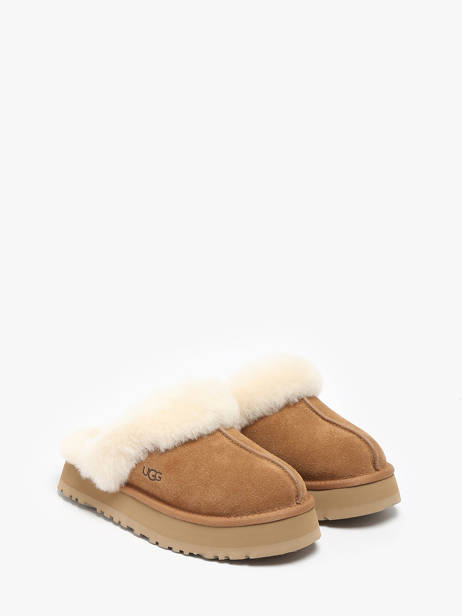 Chaussons Disquette Semelle Compensée En Cuir Ugg Marron accessoires 1122550 vue secondaire 2