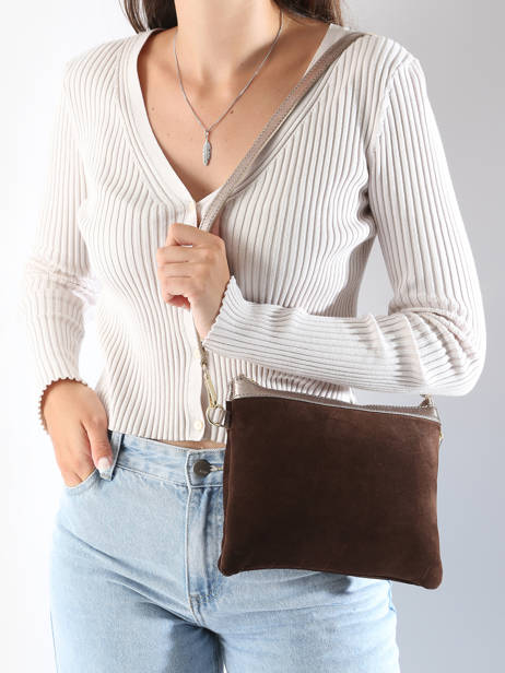 Sac BandouliÃ¨re Velvet Cuir Milano Marron velvet VE24065 vue secondaire 1