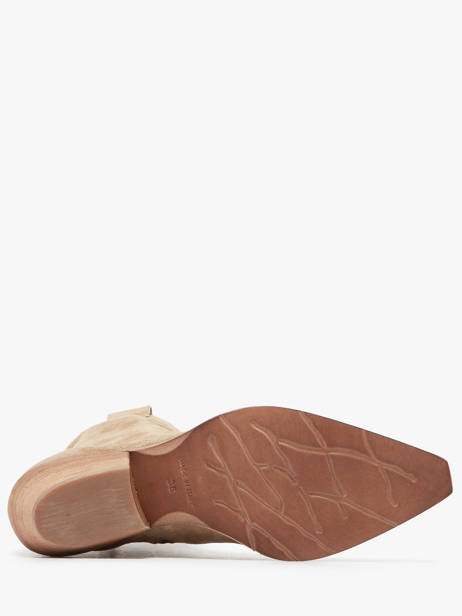 Santiags Ã  Talon Tronchetti Texani En Cuir Metisse Beige women Bottines texanes fabriquÃ©es dans des matÃ©riaux souples et entiÃ¨rement brossÃ©es et vieillies Ã  la main. vue secondaire 5