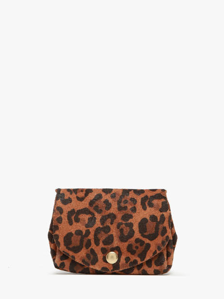 Porte-monnaie Cuir Paul marius Marron leopard GUSTALEO