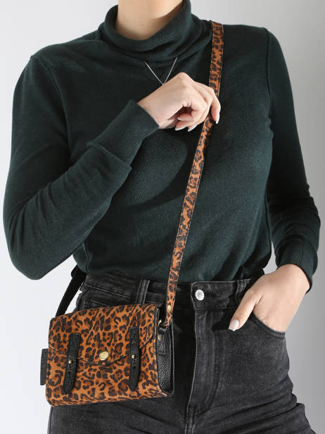 Sac Bandoulière Mini Leopard Cuir Paul marius Marron leopard MINILEO vue secondaire 1