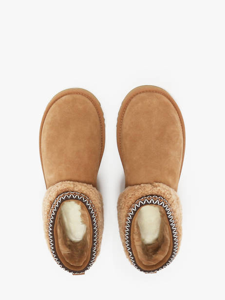 Boots Classic Ultra Mini Maxi Curly En Cuir Ugg Beige women 1158263 vue secondaire 4