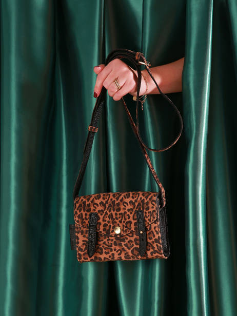 Sac Bandoulière Mini Leopard Cuir Paul marius Marron leopard MINILEO vue secondaire 5