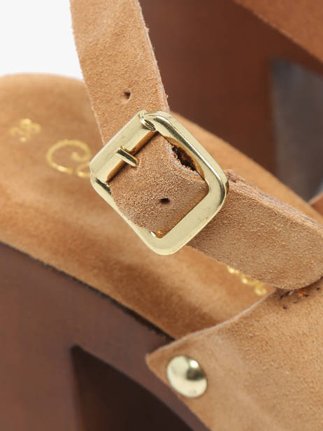 Sandales Ã  Talon Carbini En Cuir Coco abricot Marron women V3107B vue secondaire 2