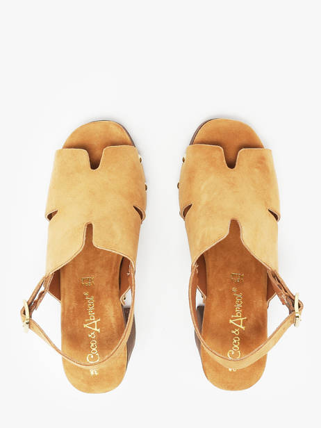 Sandales Ã  Talon Carbini En Cuir Coco abricot Marron women V3107B vue secondaire 3