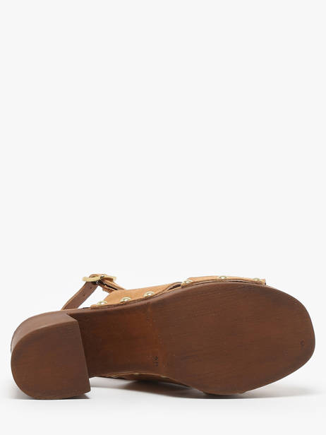 Sandales Ã  Talon Carbini En Cuir Coco abricot Marron women V3107B vue secondaire 4