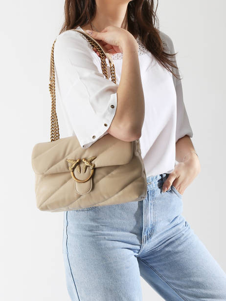 Sac BandouliÃ¨re Love Bag Puff Cuir Pinko Beige love bag puff A0F2 vue secondaire 1