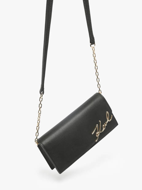 Sac BandouliÃ¨re K Signature Cuir Karl lagerfeld Noir k signature A3W32021 vue secondaire 2