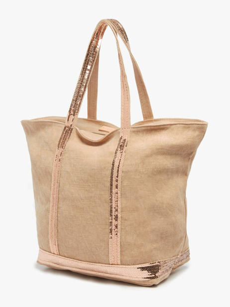 Le Cabas Zippé M Lin Et Paillettes Vanessa bruno Beige cabas lin 31V40378 vue secondaire 2
