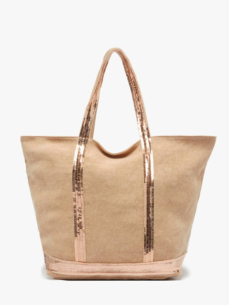 Le Cabas Zippé M Lin Et Paillettes Vanessa bruno Beige cabas lin 31V40378 vue secondaire 4