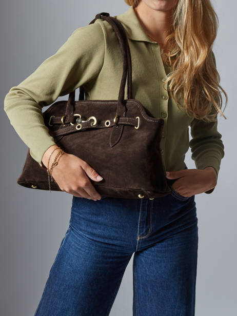 Sac Porté épaule Velvet Cuir Milano Marron velvet VE260610 vue secondaire 1