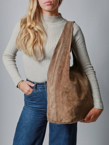 Shoulder Bag Velvet Leather Milano Brown velvet VE25065 other view 1