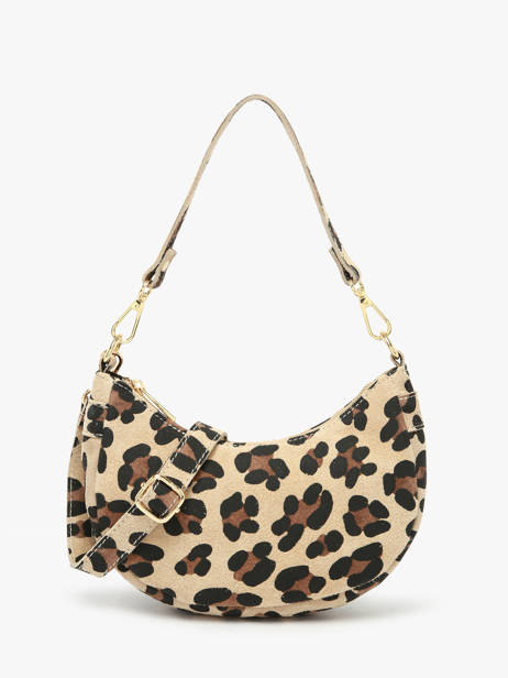 Shoulder Bag Velvet Leopardo Leather Milano Beige velvet leopardo VL25064