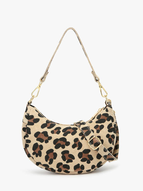 Shoulder Bag Velvet Leopardo Leather Milano Beige velvet leopardo VL25064 other view 3
