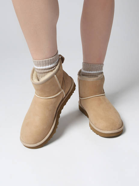 Classic Mini Ii Boots In Leather Ugg Beige women 1016222 other view 1