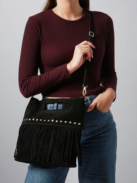 Sac Bandoulière Velvet Cuir Milano Noir velvet VE25091 vue secondaire 1