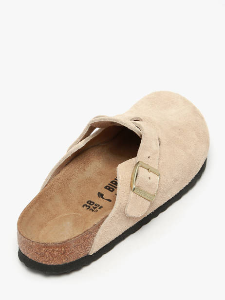 Slippers Boston In Leather Birkenstock Beige women 1030883 other view 2