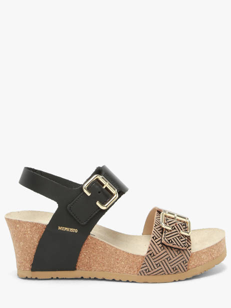 Platform Sandals In Leather Mephisto Black women P5148845