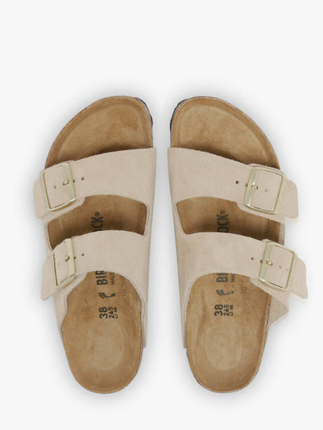Slippers Arizona In Leather Birkenstock Beige women 1029260 other view 3