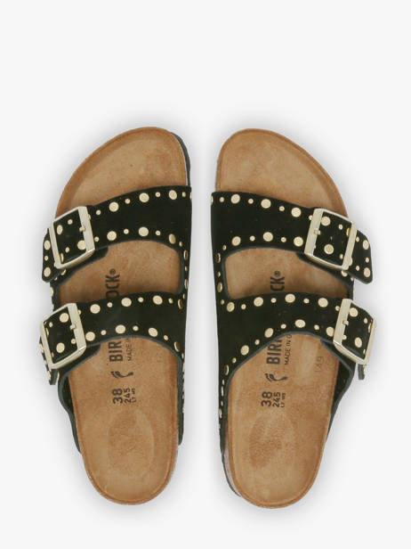 Slippers Arizona Rivet In Leather Birkenstock Black women 1030348 other view 3