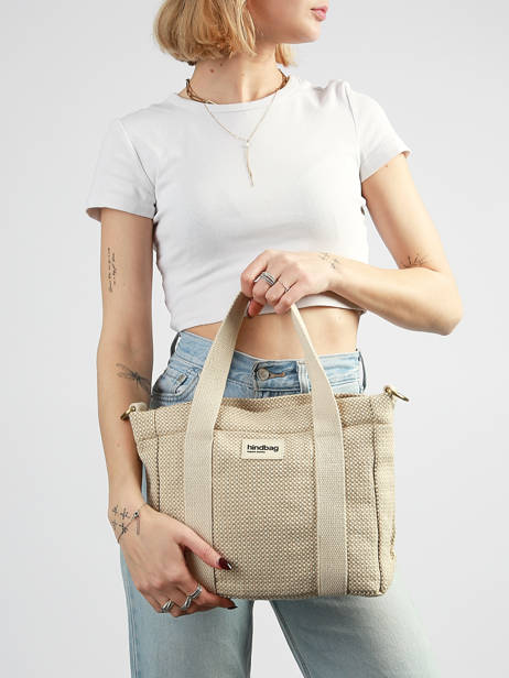 Sac à Main Tressage Coton Hindbag Beige tressage TS vue secondaire 1