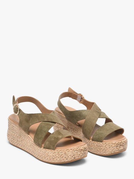 Sandales Talon Compensé En Cuir Aliwell Vert women A126158 vue secondaire 1