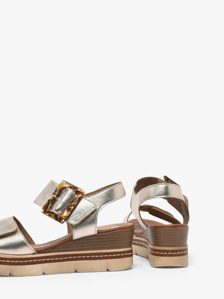 Sandales Talon Compensé En Cuir Remonte Or women 90 vue secondaire 3