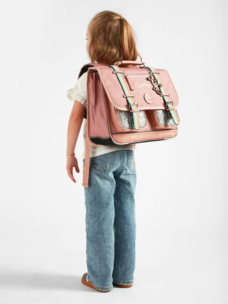 Cartable Enfant 2 Compartiments Cameleon Rose vintage fantasy CA38 vue secondaire 1