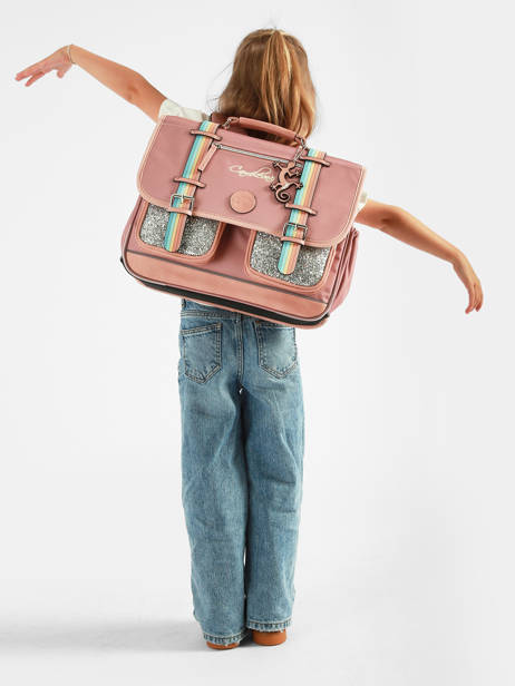 Cartable Enfant 2 Compartiments Cameleon Rose vintage fantasy CA38 vue secondaire 2