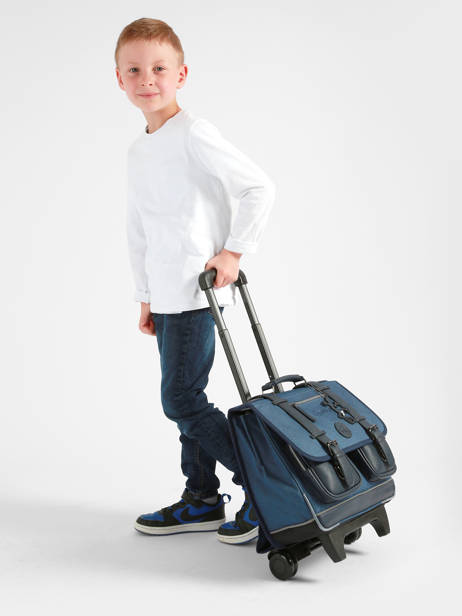 Cartable à Roulettes 2 Compartiments Cameleon Bleu vintage color CR38 vue secondaire 1
