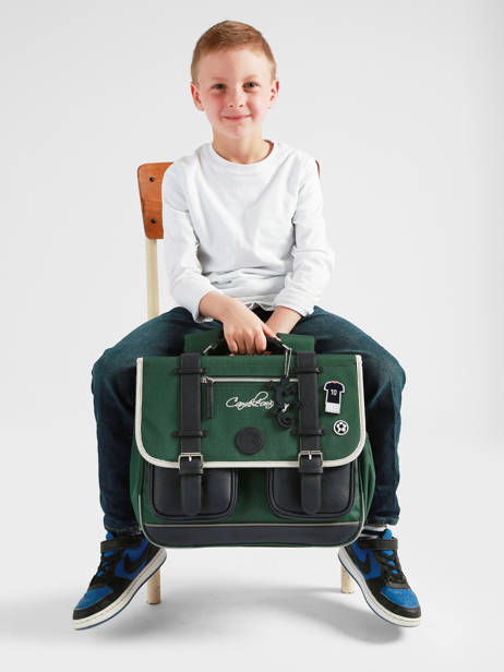 Cartable 2 Compartiments Cameleon Vert vintage urban CA38 vue secondaire 2