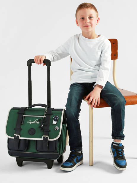 Cartable à Roulettes 2 Compartiments Cameleon Vert vintage urban CR38 vue secondaire 1