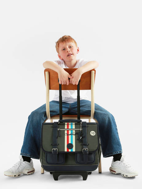 Cartable à Roulettes 3 Compartiments Cameleon Bleu vintage urban CR41 vue secondaire 1