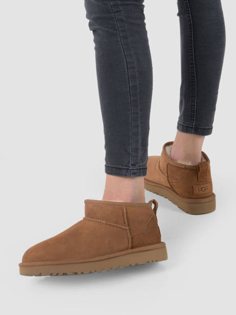 Boots Classic Ultra Mini In Leather Ugg Brown women 1116109 other view 2