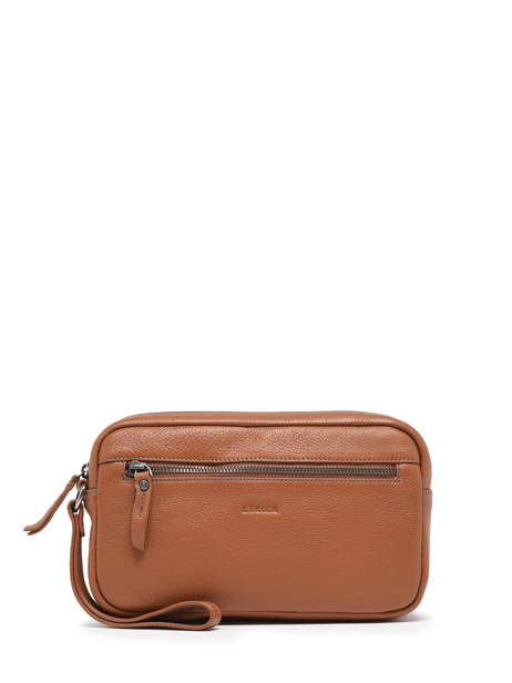Pochette Homme FoulonnÃ© Cuir Etrier Marron foulonne EFOU721S